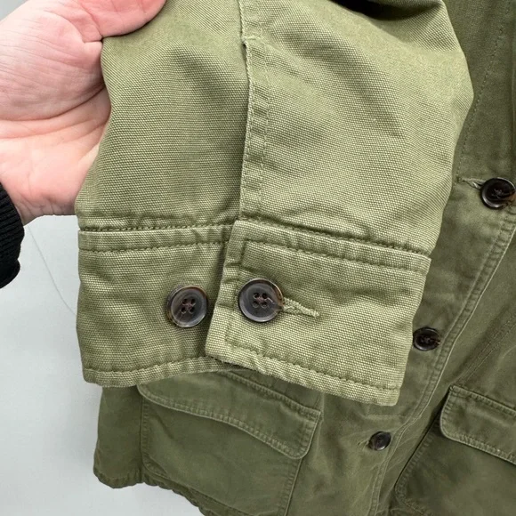Lands' End Olive Utility Jacket with Brown Collar - Picture 10 of 15